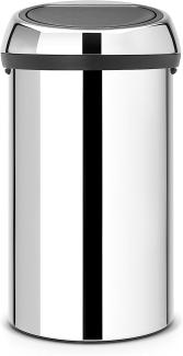 Brabantia Touch Bin, Mülleimer, Abfalleimer, Papierkorb, Deckel, Brilliant Steel, 60 L, 402609