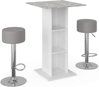 Vicco Bartisch-Set Beton 70 x 70 cm mit 2 Barhockern, Rodeo