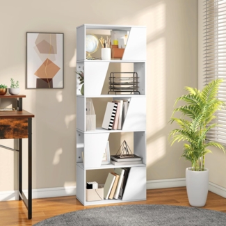 YITAHOME Bücherregal, Holzbücherregal mit 6 Regalböden, Bodenstehende Standregal, Industrielles Ausstellungsregal, Aufbewahrungseinheit, Regaleinheiten für Wohnzimmer, Schlafzimmer, Heimbüro, Weiß