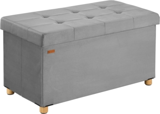 Casaria Sitzbank, Samt Grau Faltbar inkl. Füßen & Boxen 76x38cm 300kg Belastbarkeit Flur