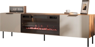 TV-Lowboard Aocale 06 mit Kamin (Farbe: Nuss Warmia / Cashmere)