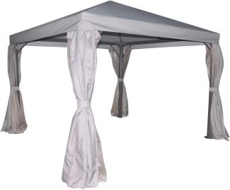 Greemotion Pavillon Portland hellgrau-Gartenpavillon 3x3 m-Faltpavillon mit Seitenwänden-Partyzelt rechteckig mit Moskitonetz-Festzelt für den Garten, 20,3 x 4,3 x 2,2 cm Polyester Faltpavillon