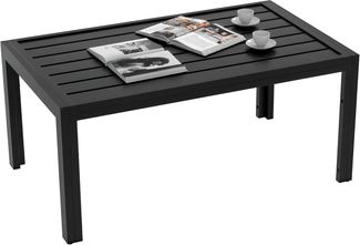 Outsunny Beistelltisch aus Stahl, wetterfest, pflegeleicht (Balkontisch, 1-St, Rechteckig Kaffeetisch), für Balkon Garten Terrasse Veranda Wohnzimmer, 101,5x61x46 cm Schwarz