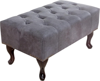 riess-ambiente Fußhocker CHESTERFIELD 80cm antik grau, mit Massivholzbeinen