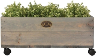 2 Stück Esschert Design Pflanzkasten auf Rollen M, 59 x 39 x 25 cm, aus Holz, Größe M, mit 4 Kunststoffrollen, Holzkiste, Holzbox, Aufbewahrungsbox
