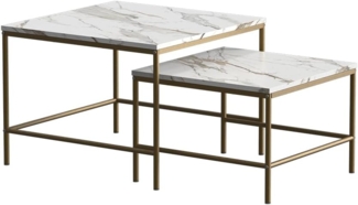 Couchtisch-Set Ramio Weiß/Gold 60 x 60 cm 2 Teile Vicco