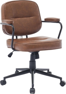 SeedWave Bürostuhl mit Wippfunktion PU-Leder Drehstuhl Gepolstert im modernen Retro-Stil, Höhenverstellbarer Schreibtischstuhl für Home Office