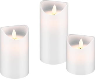 Pro Set of 3 LED real wax candles white