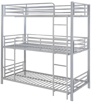 Vente-unique - Etagenbett - 3 Personen - 3 x 90 x 190 cm - Metall - Silberfarben - ELOUAN III
