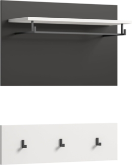 xonox. home - Paneel Canu 80 x 73 x 27 cm in Basalt grau und weiß Nb. - Wandpaneel Wandboard Wandgarderobe Garderobenwand Garderobenpaneel Flurpaneel - modern & elegant