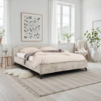 IDIMEX Polsterbett VIRETTA, Bett mit Lattenrost 140x200 cm, Doppelbett mit Kopfteil Stoff hellgrau