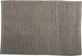 MSV Badteppich Badvorleger Duschvorleger Chenille Hochflor Badematte 50x80 cm – Taupe