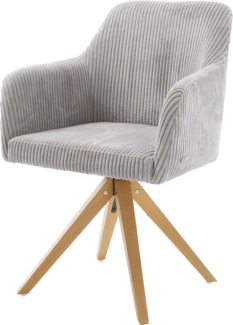 Esszimmerstuhl Greg-Flex Cord Silbergrau Holzgestell kantig Natur Taschenfederkern