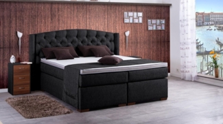 Meisterbetten Boxspringbett Magi 100x220 in MS-Black, Matratzenbezug Nano, Ergoflex-Topper