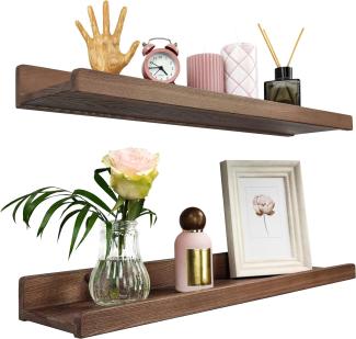 Wood Wedge 2er-Set Schwebende Wandregal, Rustikale Holzregale mit Lippe, Kinderbücherregale, Bild & Fotoregal für Schlafzimmer, Wohnzimmer, Badezimmer, Küche, Büro (Nussbaum Amerikanisch 60cm)