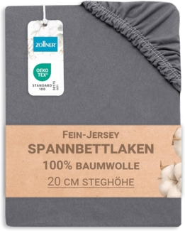 ZOLLNER Spannbettlaken, Fein-Jersey, Gummizug: rundum, 160 x 200 cm, 100% Baumwolle, vom Hotelwäschespezialisten