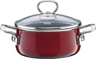 Riess Kasserolle mit Glasdeckel Ø20cm 2 Liter Nouvelle Rosso extrastark Emaille