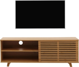 Bambus TV-Rack HWC-N80, Fernsehtisch Lowboard Kommode, Staufächer FSC®-zertifiziert 50x140x40cm