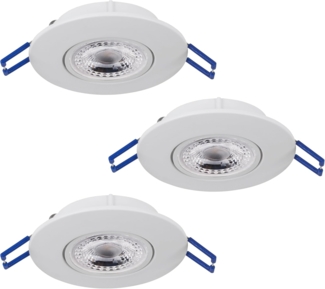 Eglo 75763 BEST CHOICE Einbauleuchte ZUJAR Kunststoff weiss LED 3X3,4W 3000K H:2. 5cm Ø9cm