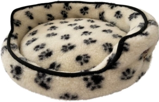 Hundebett Duo Merinowolle Ø 80 cm Farbe: Schwarz/Weiß