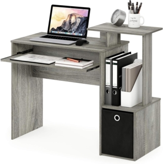 Furinno Econ Mehrzweck Home Office Computer Schreibtisch mit Ablage und Einschub, holz, Französische Eiche Grau/Schwarz, 40. 01x40. 01x86. 61 cm