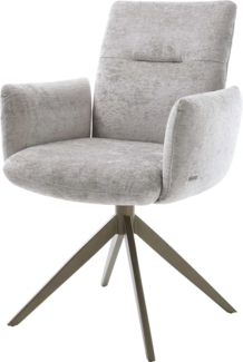Drehstuhl Jova-Flex mit Armlehnen Chenille Silbergrau Kreuzgestell breit Effektfinish Titan 360° drehbar Taschenfederkern