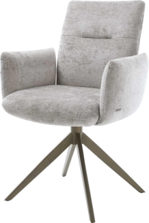 Drehstuhl Jova-Flex mit Armlehnen Chenille Silbergrau Kreuzgestell breit Effektfinish Titan 360° drehbar Taschenfederkern