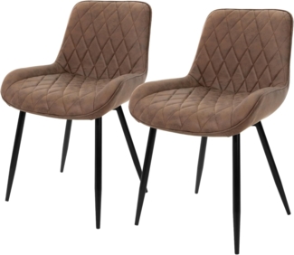 ML-DESIGN Stuhl Esszimmerstuhl mit Rücken- und Armlehnen Metallbeine Küchenstuhl (2 St), Wohnzimmerstuhl Braun, PU-Kunstleder Sitzfläche Polsterstuhl