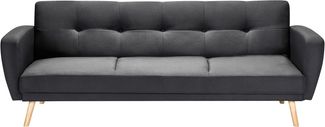 Schlafsofa 3-Sitzer Polsterbezug schwarz verstellbar FLORLI