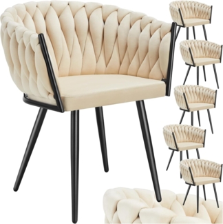 tectake Esszimmerstuhl Astano (6er Set, 6 St), gepolstert, mit Samtbezug, Knotendesign