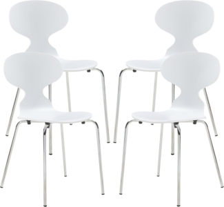 Esszimmerstuhl Kil 4er Set Weiß/Chromfarben [en. casa]