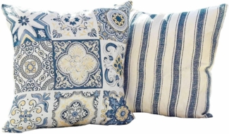 Mirabeau Kissenhülle Kissenhülle 2er Set Bourrignon blau/beige