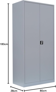 Flügeltürschrank Kleiderschrank Stahl Lagerschrank Aktenschrank PutzSpind Werkzeugschrank Lichtgrau 1800 x 800 x 383 mm/545520