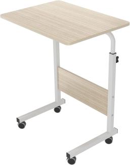 sogesfurniture höhenverstellbar Laptoptisch Laptopständer Computertisch mit Rollen, mobiler Beistelltisch Pflegetisch für Bett und Sofa, 60 * 40 * 71-90cm, Weiß Ahorn 05#1-60MP-BH