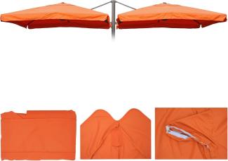 Sonnenschirmbezug T44, 8 Streben 3x3m Polyester, Ersatz-Bezug für Doppel-Ampelschirm T44 ~ terracotta mit Flap