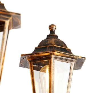 Qazqa Außen-Stehlampe New haven, ohne Leuchtmittel, E27, Gold/Messing, Klassisch / Antik, Kunststoff, 3-flammig