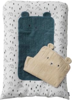 VERTBAUDET Wickelauflage + 2 Wickelunterlagen HYGGE beige bedruckt 72x49 cm