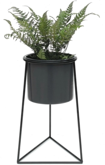 DanDiBo Blumenhocker mit Topf Metall Schwarz L 45 cm Blumenständer 96052 Blumensäule Modern Pflanzenständer Pflanzenhocker