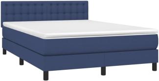 vidaXL Boxspringbett mit Matratze Blau 140x200 cm Stoff 3140383