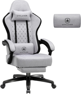 GTPLAYER Gaming-Stuhl Ergonomischer Gaming Sessel Schreibtischstuhl mit Stoffoberfläche (Pacekung), Federsitzkissen mit Fußstütze