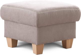 Cavadore Hocker Wisconsin / Sofa-Hocker, Sitzhocker, bzw. Fußbank mit Stauraum im Landhausstil / Holzfüße in Buche / Mikrofaser in Lederoptik / Größe: 58 x 45 x 58 cm (BxHxT) / Farbe: Hellgrau