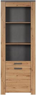 Vitrine Follow in Eiche Artisan und grau 73 x 199 cm