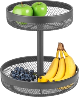 eluno Obstschale 2-stöckige runde Obstetagere / Brotkorb, Obstkorb aus Metall