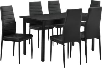 Essgruppe Bjerkvik (Set, 7-tlg) 140x60 cm Schwarz [en. casa]