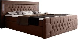 Boxspringbett Elegance mit LED, USB und Stauraum 160x200 Braun H4