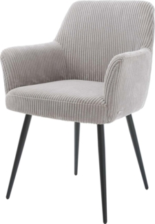 Esszimmerstuhl Xana-Flex mit Armlehnen Cord Silbergrau 4-Fuß konisch Schwarz Taschenfederkern