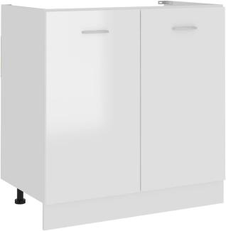 vidaXL Spülenunterschrank Küchenschrank Küchenzeile Küchenmöbel Unterschrank Küchenunterschrank Schrank Hochglanz-Weiß 80x46x81,5cm Holzwerkstoff