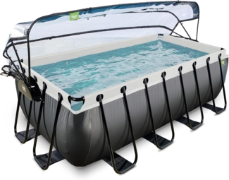 EXIT Framepool »Black Leather Pool« (Set), mit Sandfilterpumpe und Abdeckung und Zubehörset - schwarz