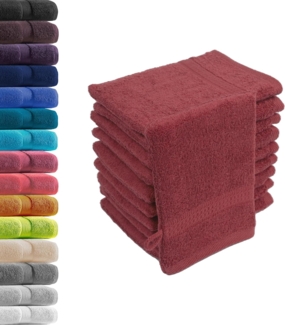 10er Set Waschhandschuhe Waschlappen Bordeaux 16x21 cm | 100% Baumwolle Frottier | Oeko-TEX® Standard 100 | Premium Qualität 500 g/m²