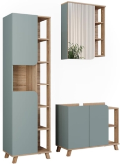 Badmöbel-Set Karen Sonoma/Blau 3 Teile Vicco